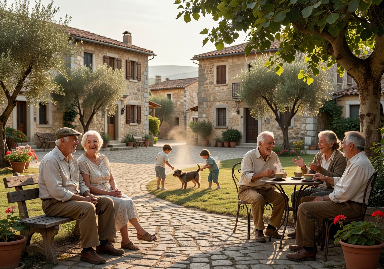 People enjoying the peaceful local lifestyle outdoors