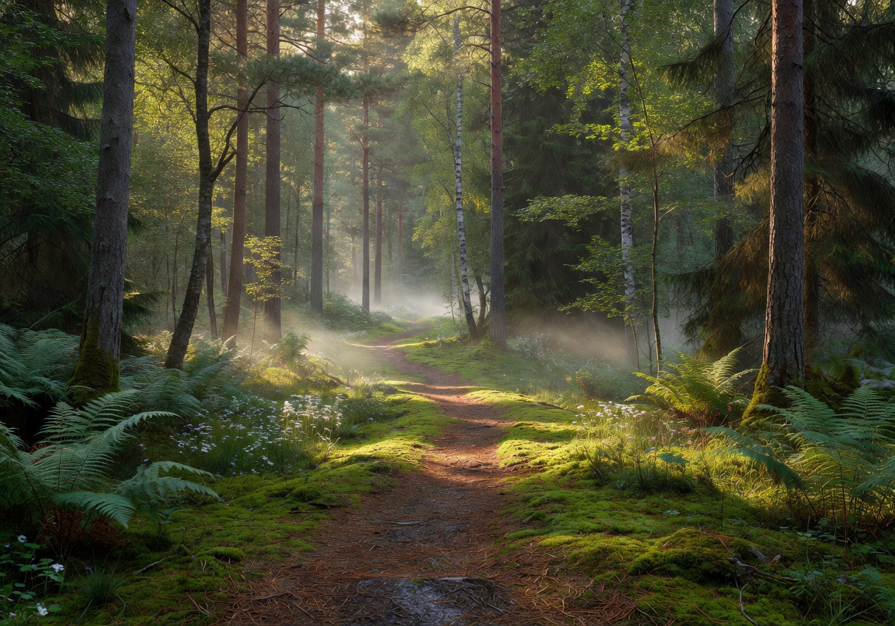 Serene forest walk in Finland